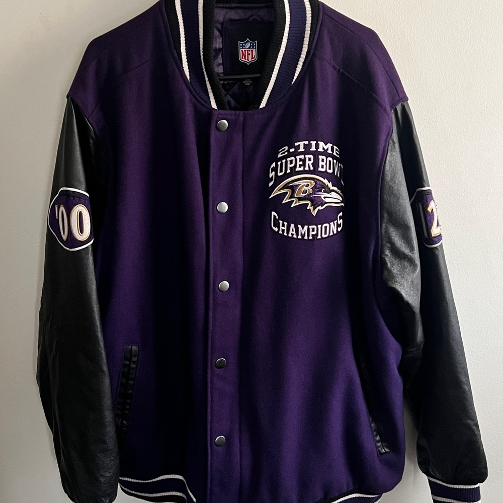 NFL Ravens Purple and Black Bomber Jacket